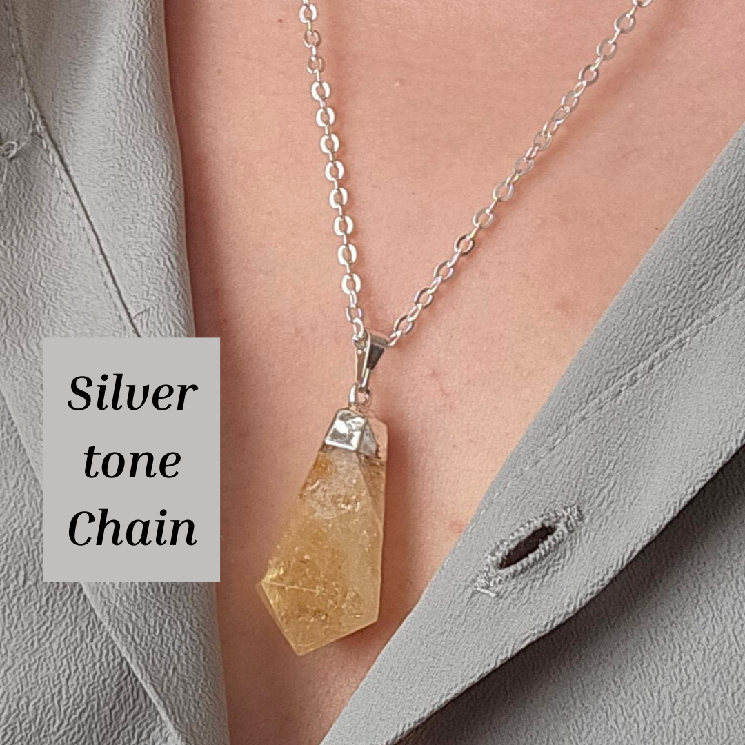 Citrine pendant crystal necklace raw point pendant