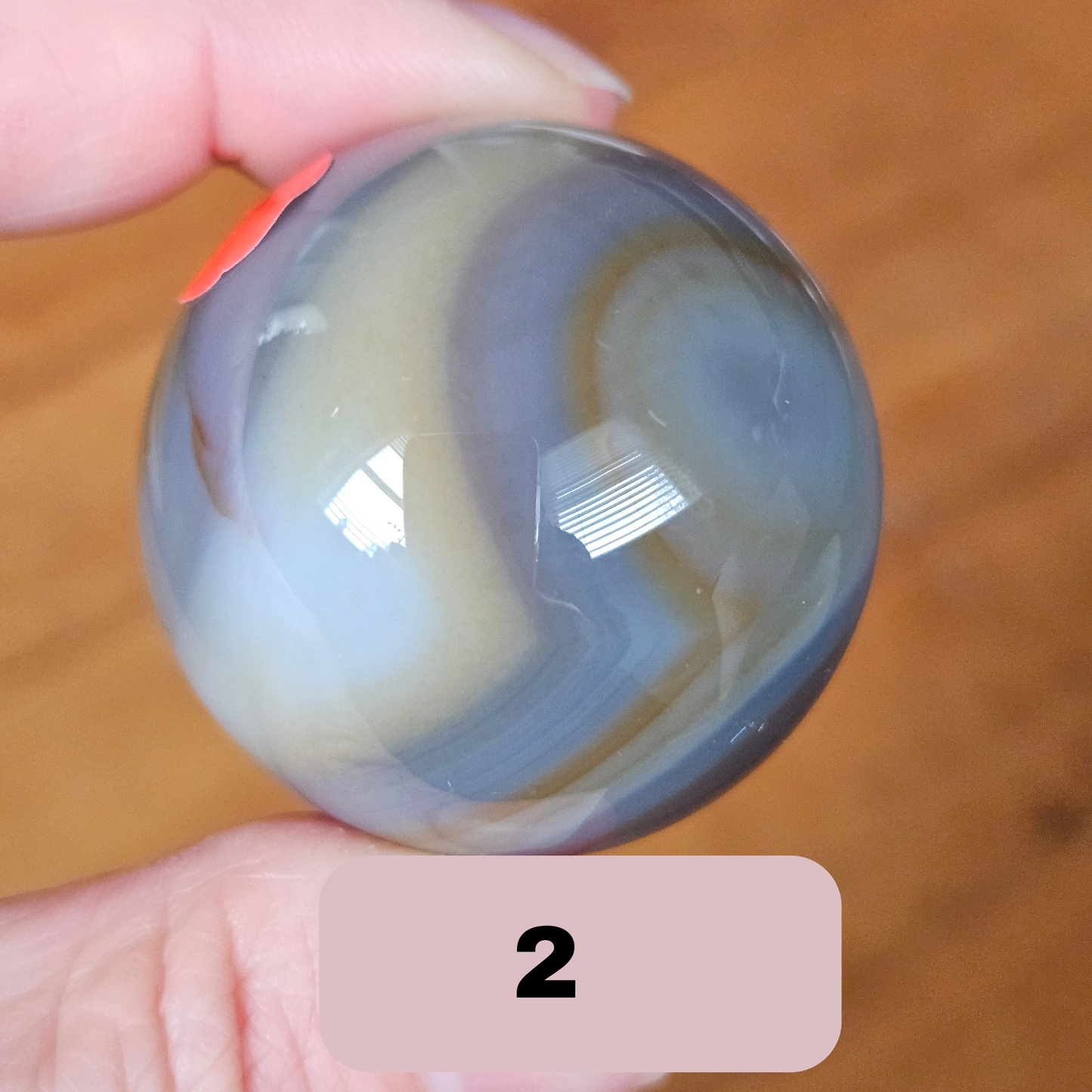 Banded Agate Sphere 38mm  Madagascar Crystal Decor Stand included
