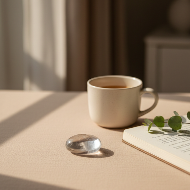 Clear quartz palmstone natural crystal worry stone