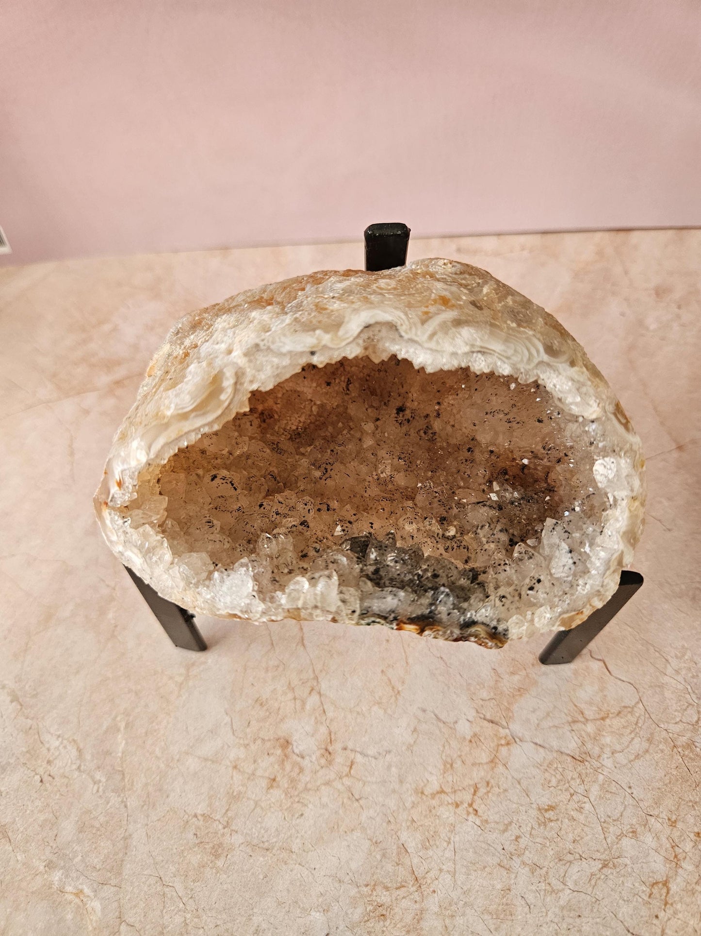 Natural Agate Geode with Stand