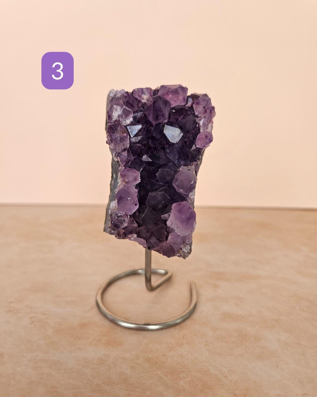 Amethyst Crystal Cluster on Metal Stand Display Home Office Decor Spir