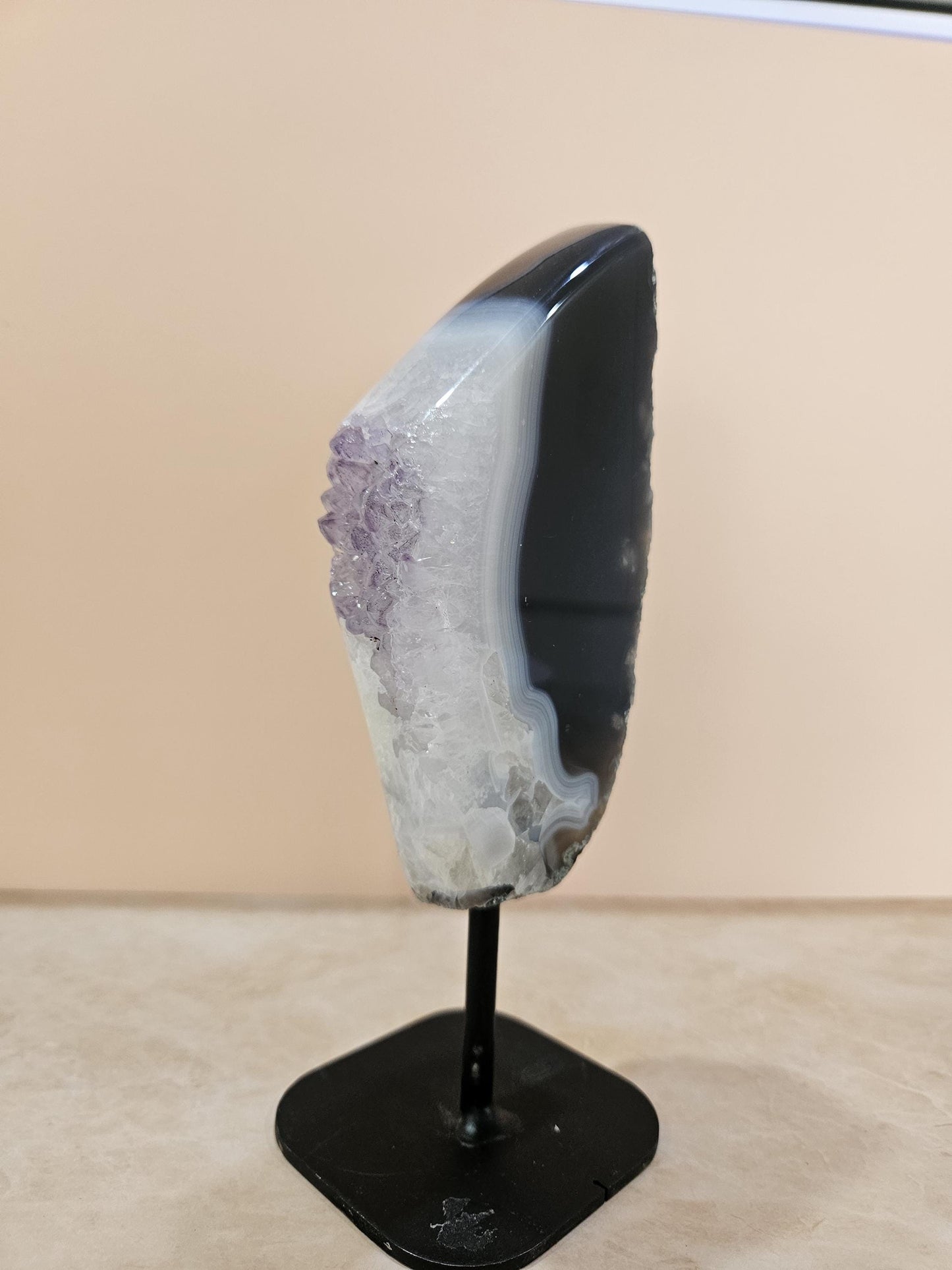 Banded Agate and Amethyst Geode slice