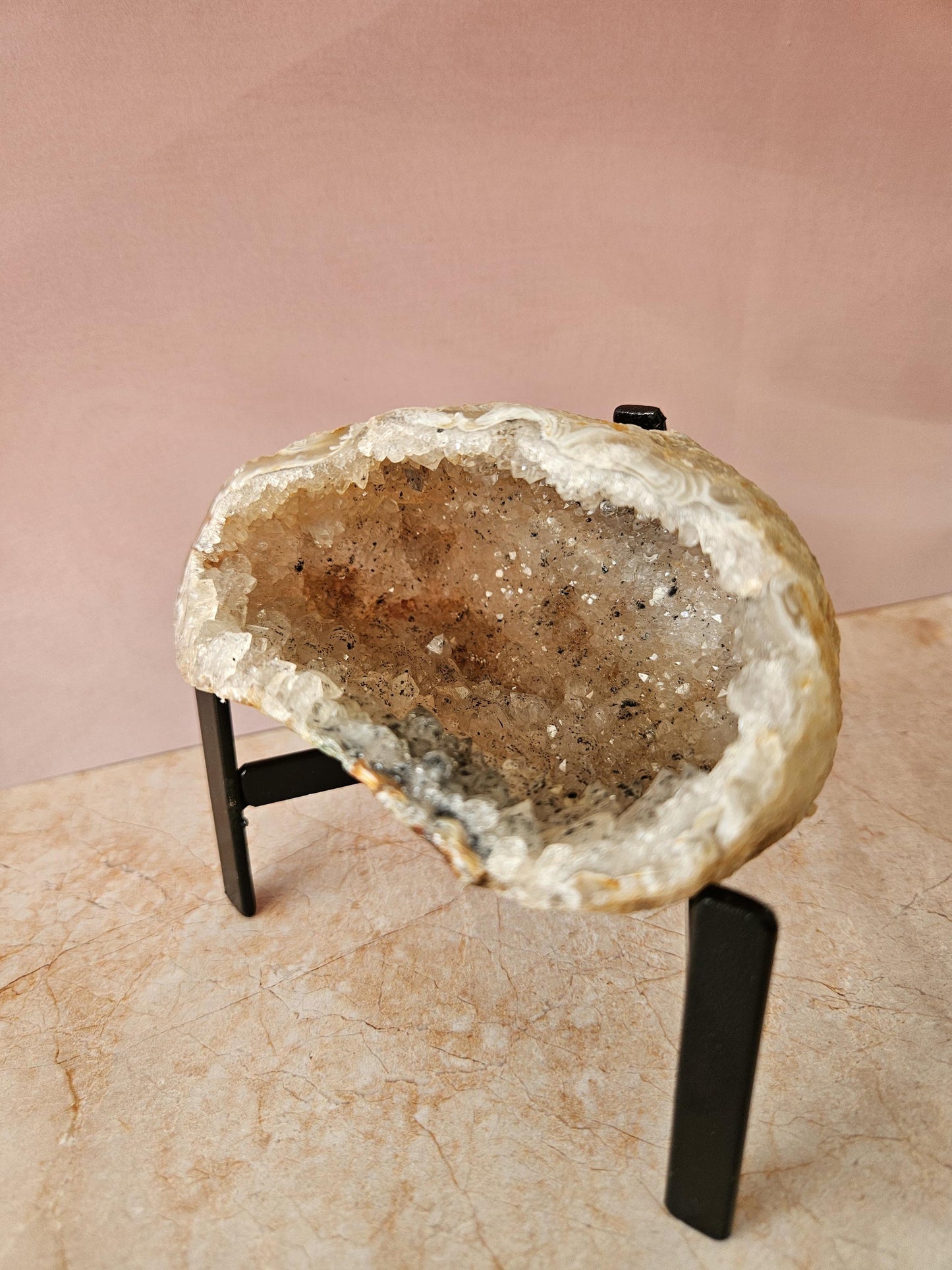 Natural Agate Geode with Stand