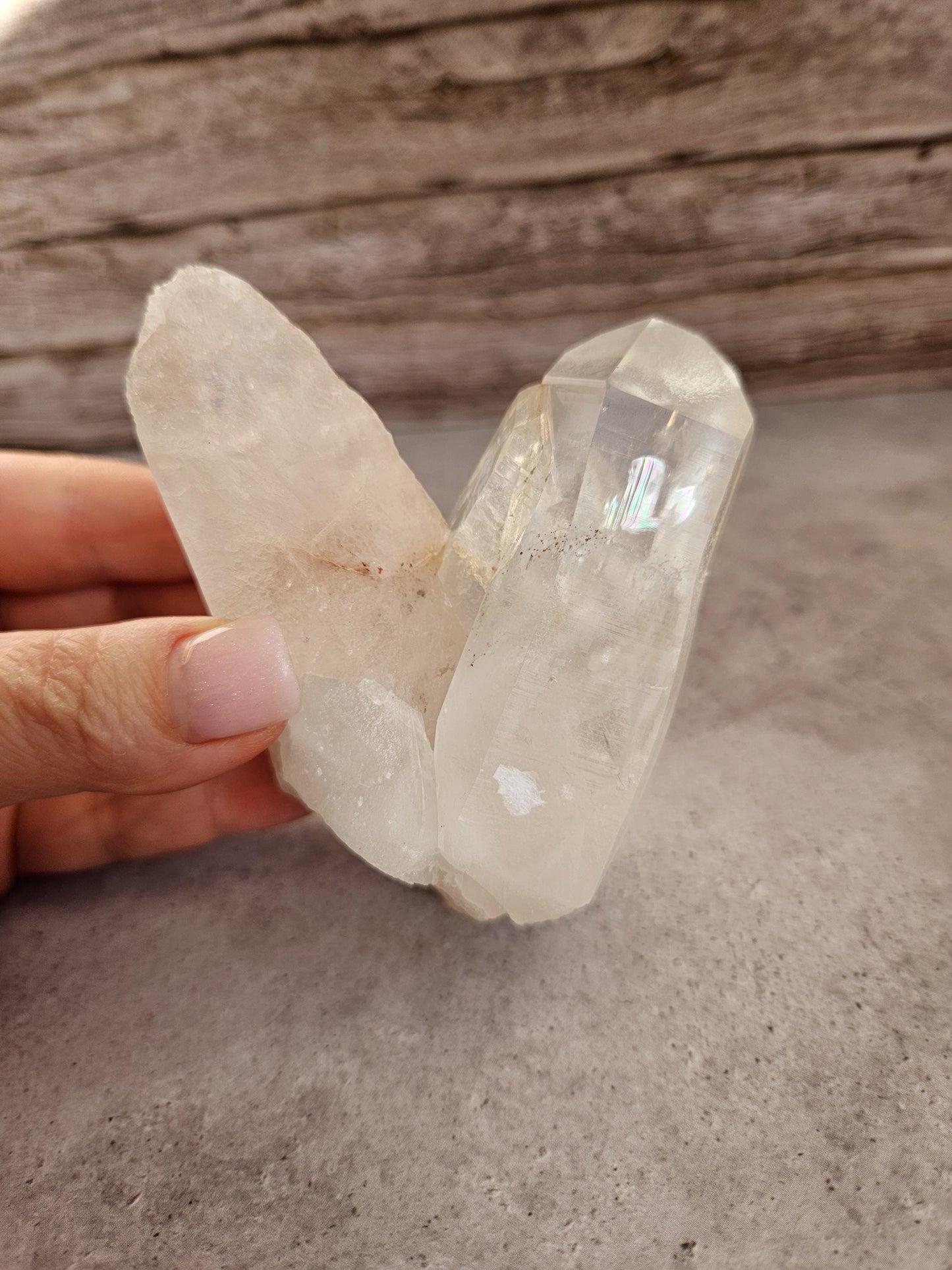 Clear Quartz Point Crystal Formation Rainbow Inclusion