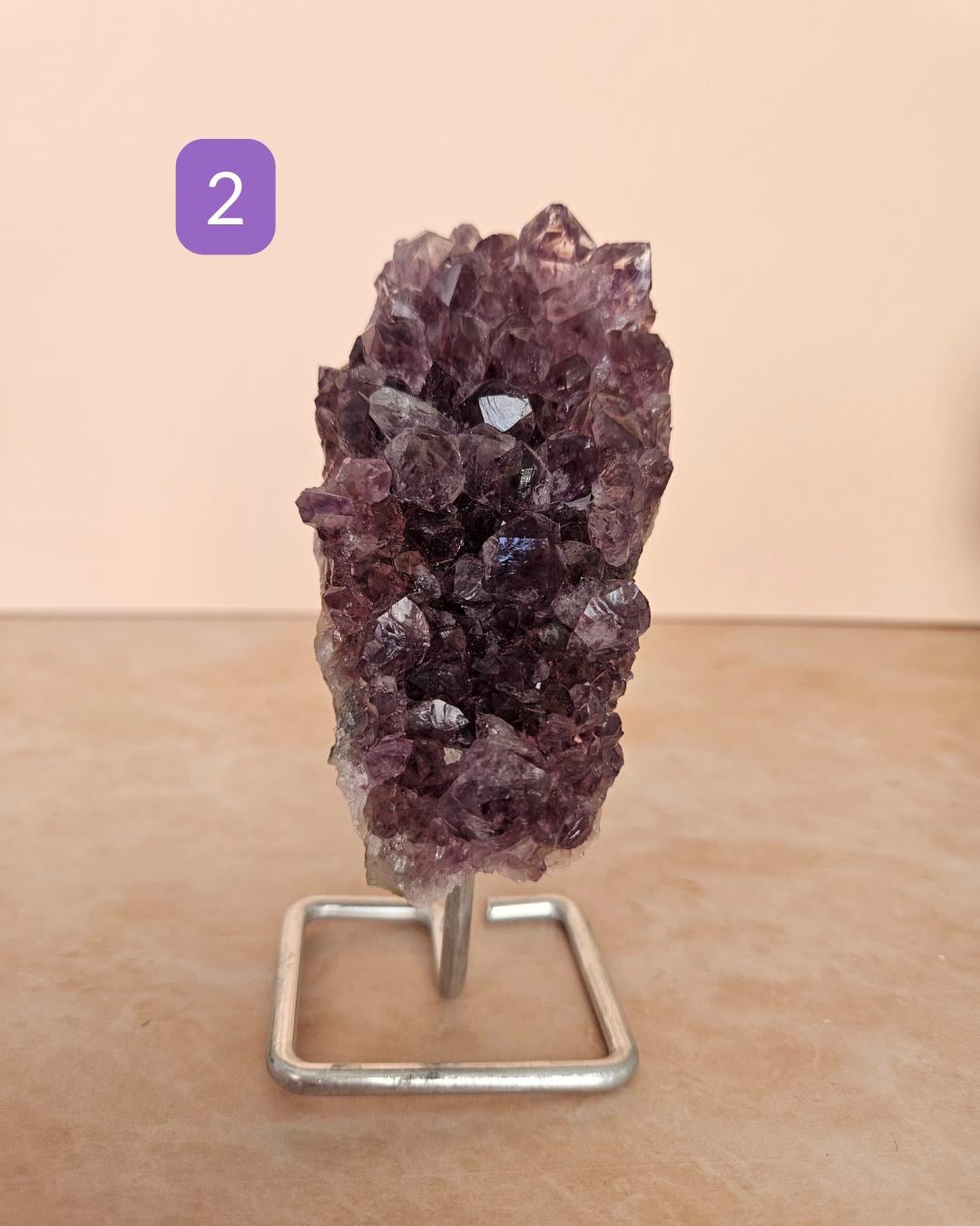 Amethyst Crystal Cluster on Metal Stand Display Home Office Decor Spir