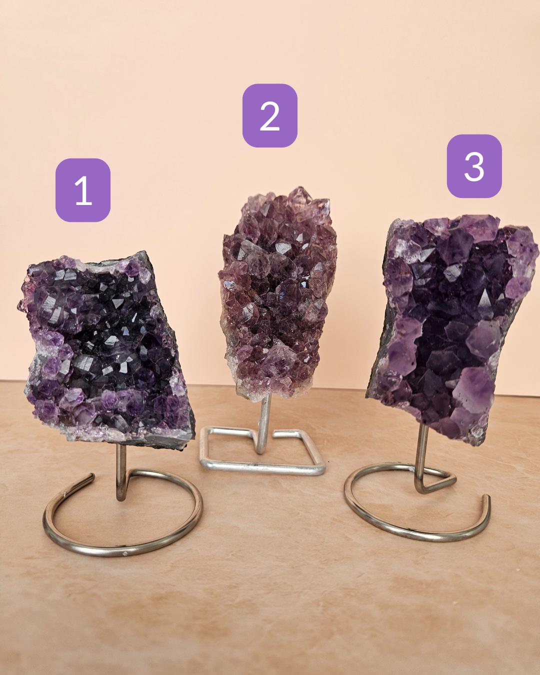 Amethyst Cluster on Metal Stand