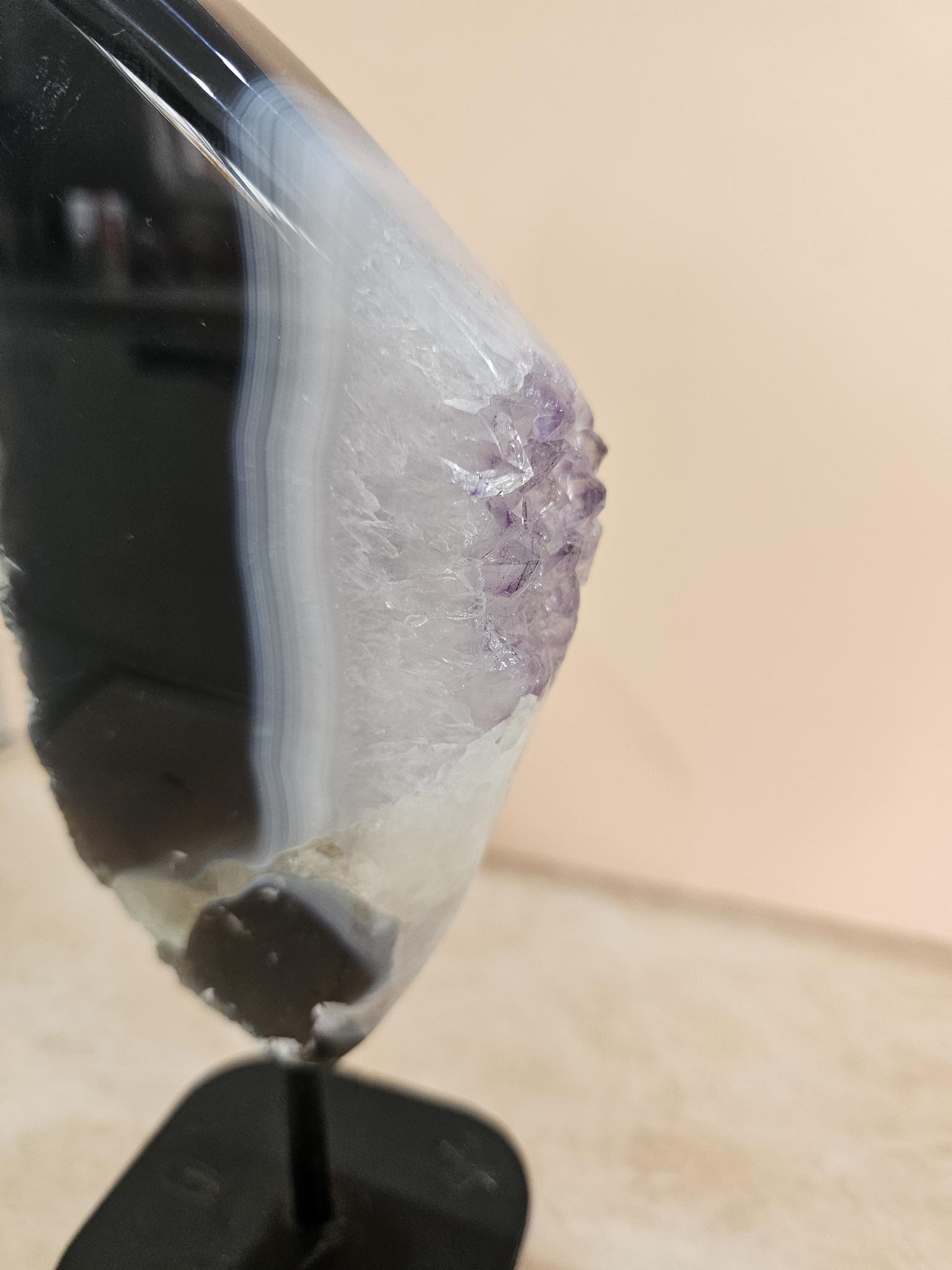 Banded Agate and Amethyst Geode slice