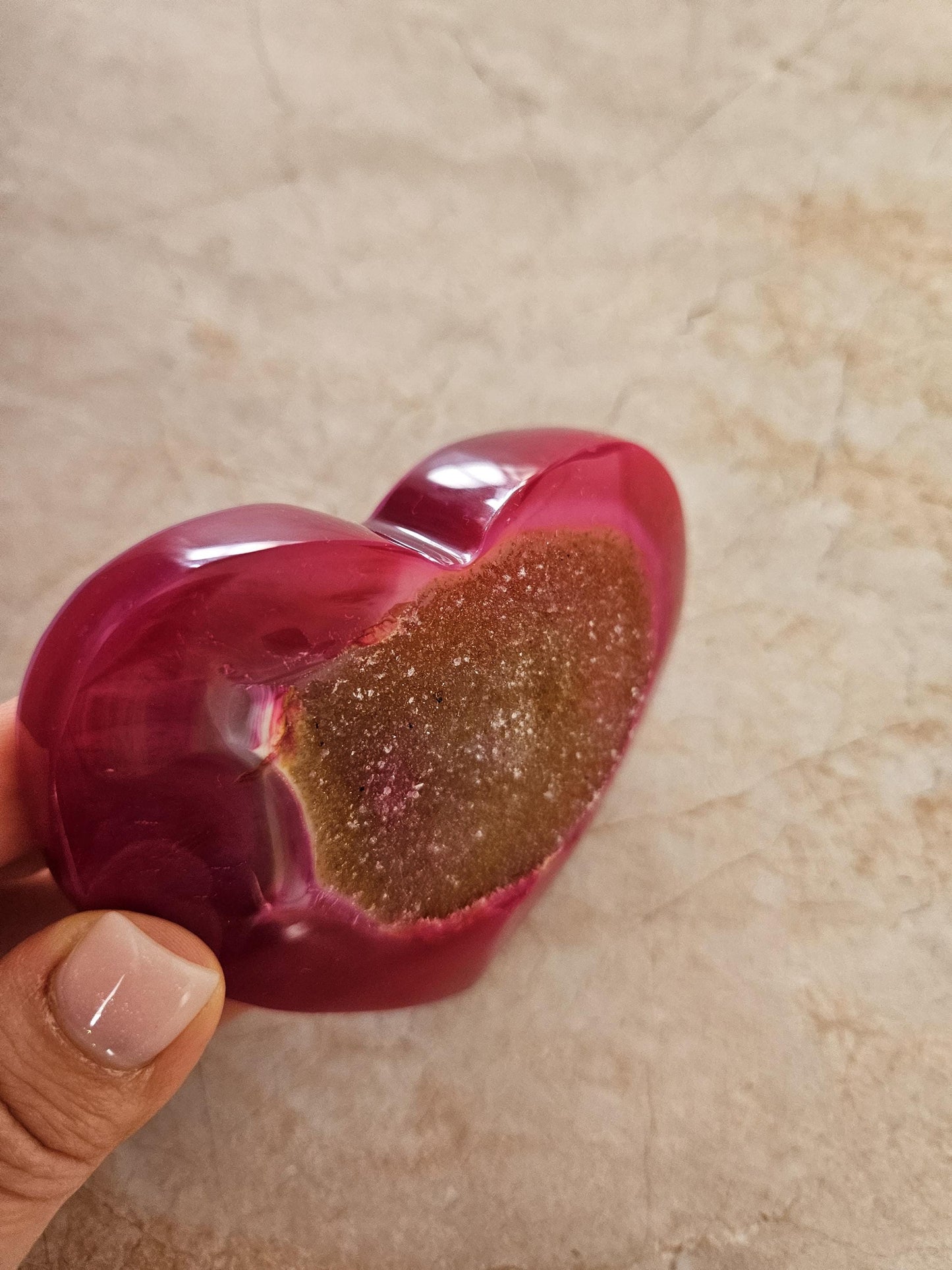 Pink Heart Crystal Agate Heart