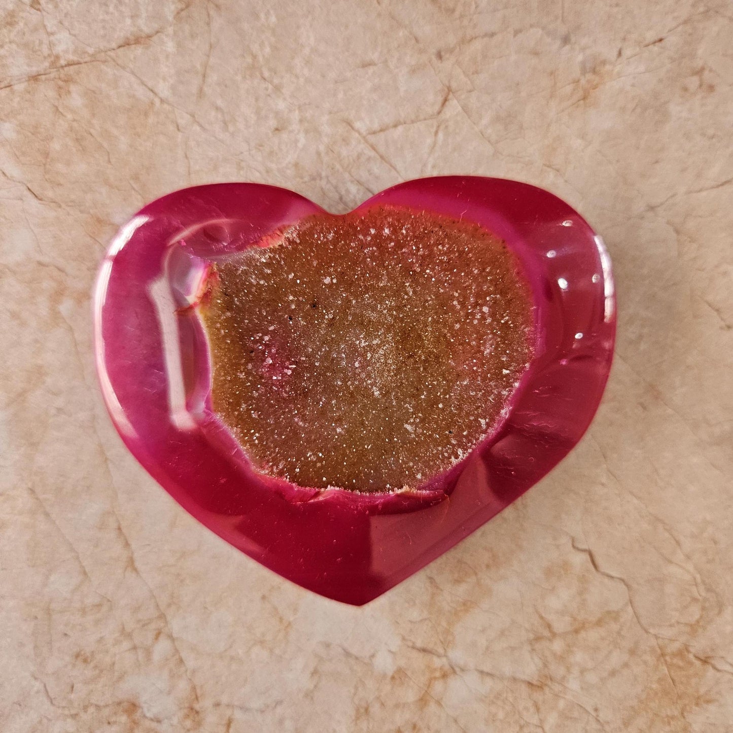 Pink Heart Crystal Agate Heart