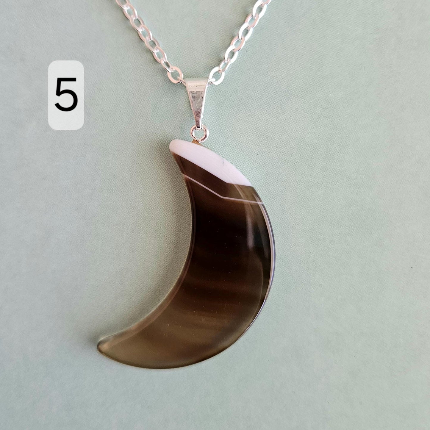 Agate Moon Necklace Crystal Pendant