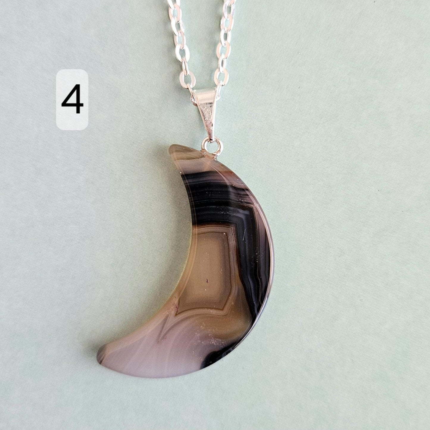 Agate Moon Necklace Crystal Pendant