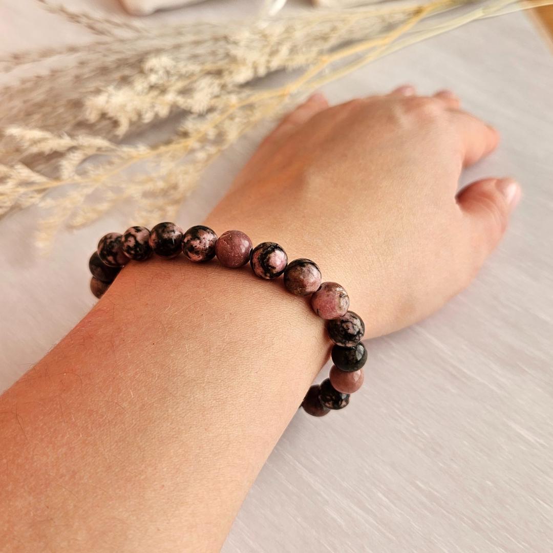 Rhodonite Bracelet Crystal Beads
