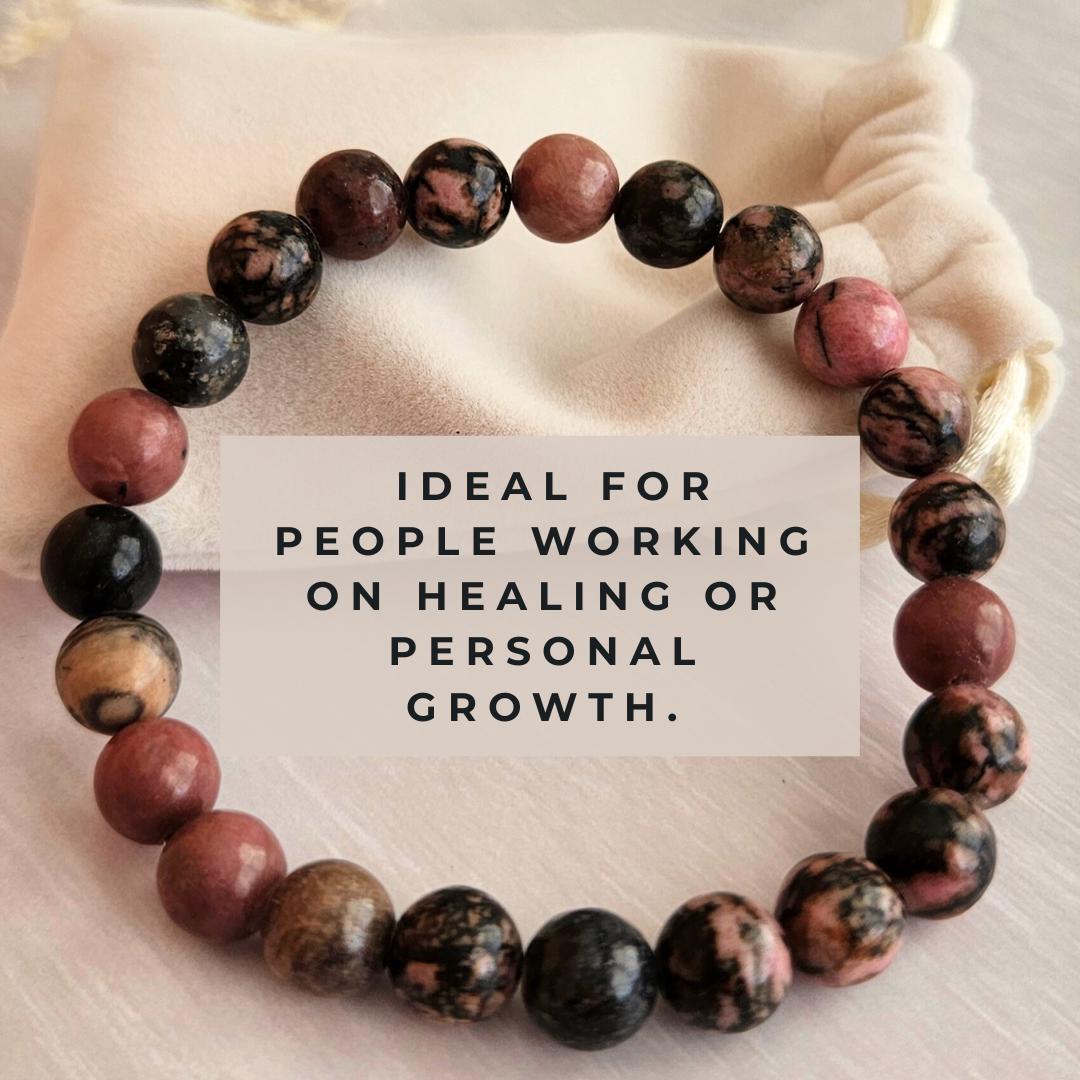 Rhodonite Bracelet Crystal Beads