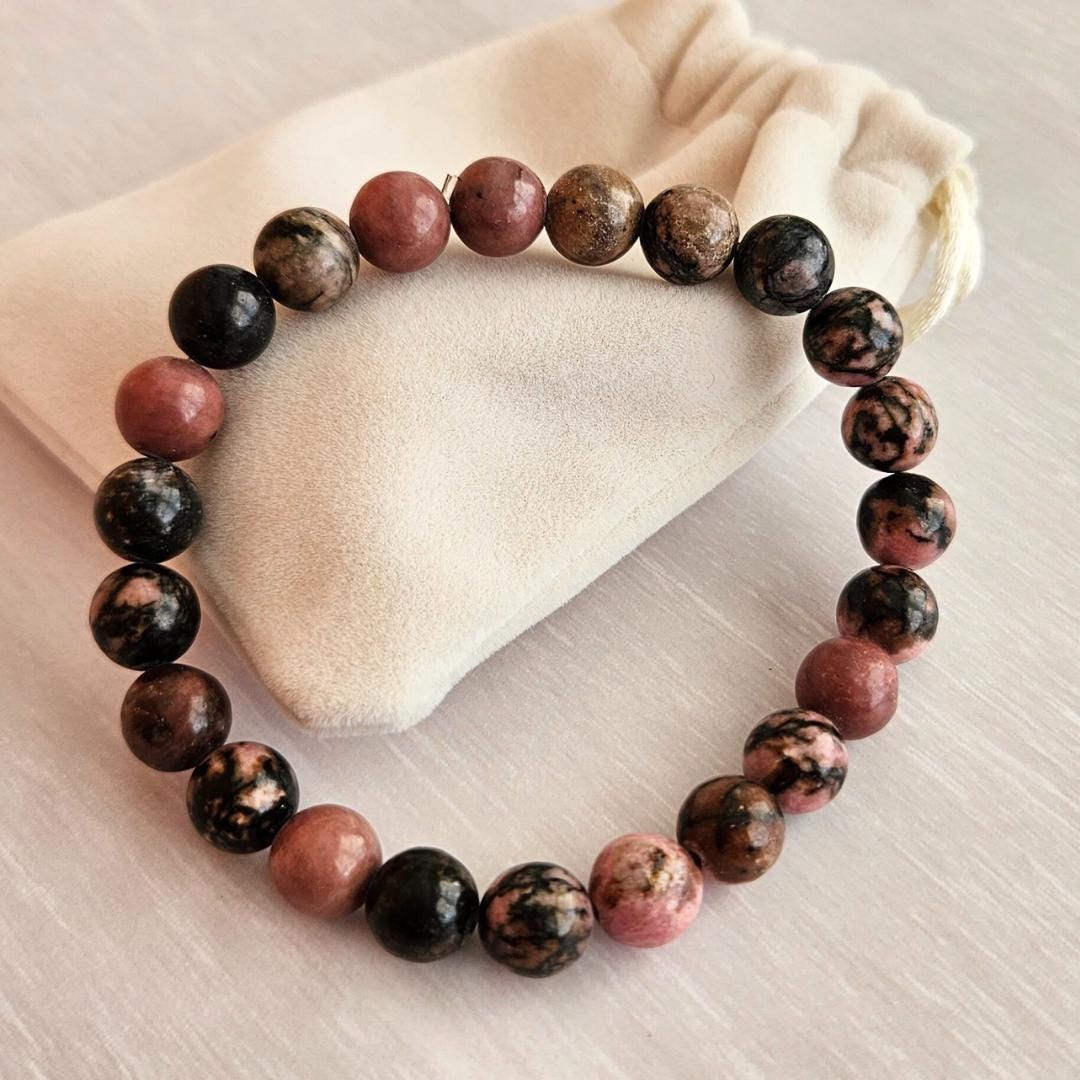 Rhodonite Bracelet Crystal Beads