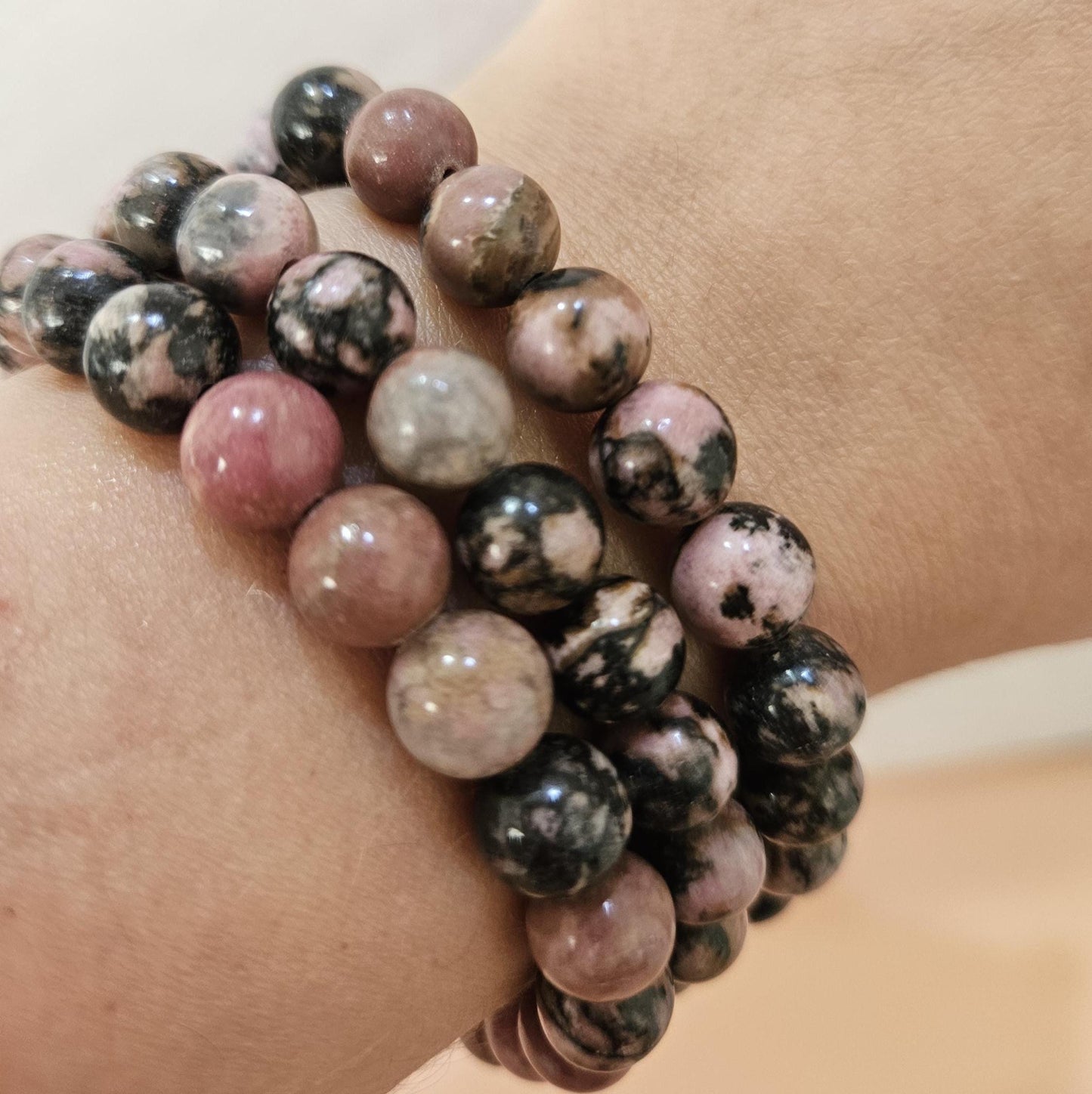 Rhodonite Bracelet Crystal Beads