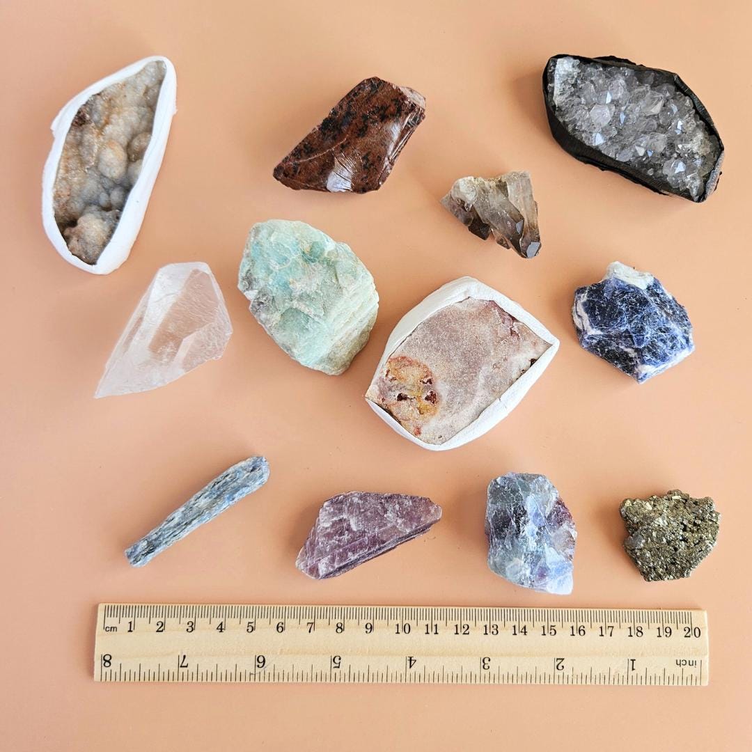 Bulk raw crystal collection box gemstone set