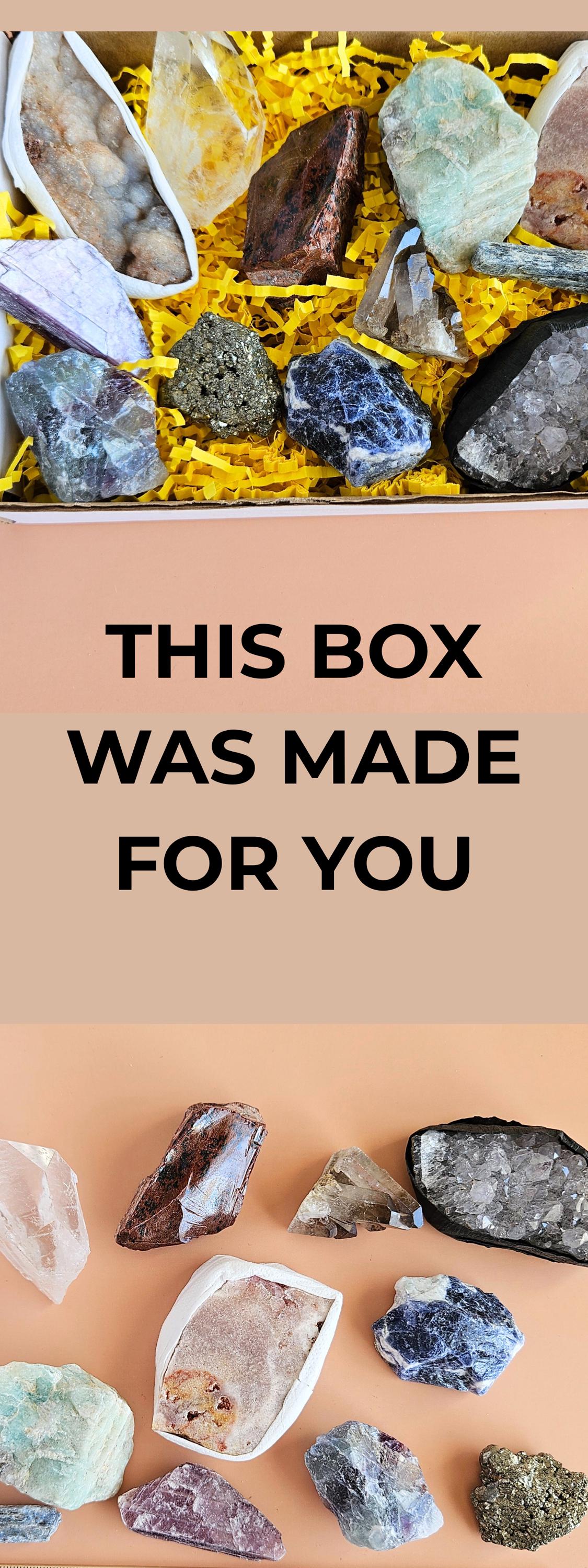 Bulk raw crystal collection box gemstone set