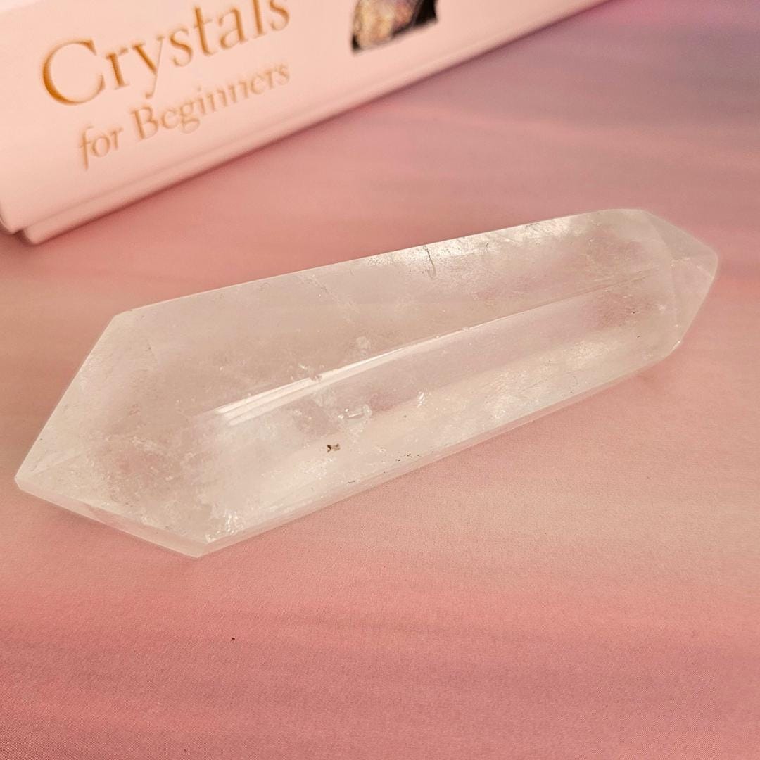 Clear quartz double terminated point rainbow inclusion