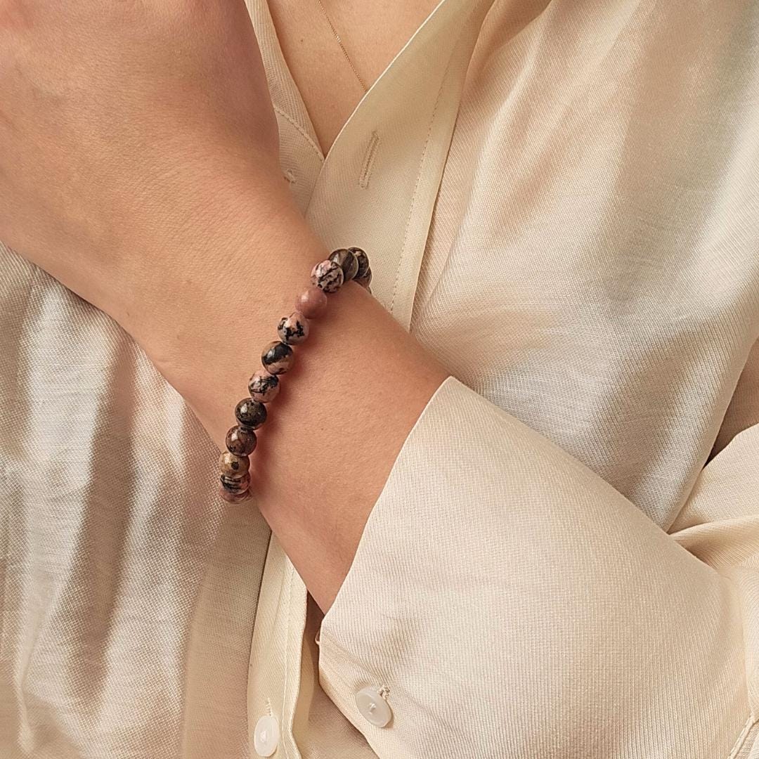 Rhodonite Bracelet Crystal Beads