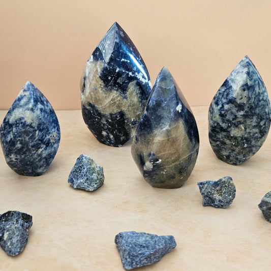 Sodalite crystal flame carving