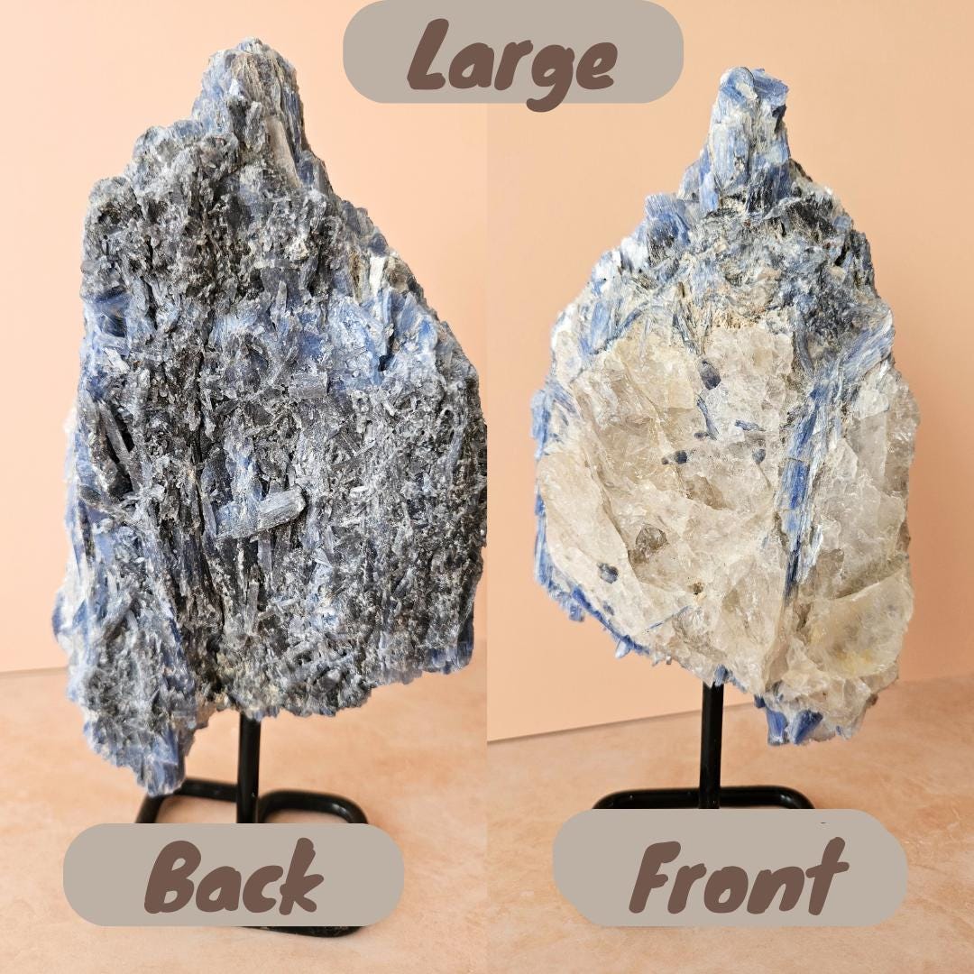 Blue Kyanite Crystal Cluster Raw Natural Stone on Stand Healing Crysta