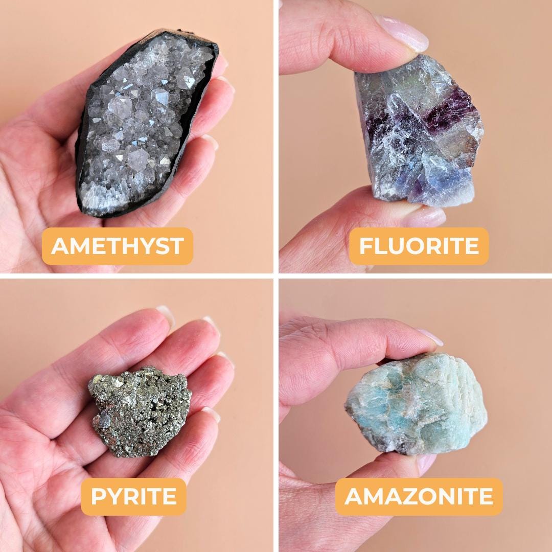 Bulk raw crystal collection box gemstone set