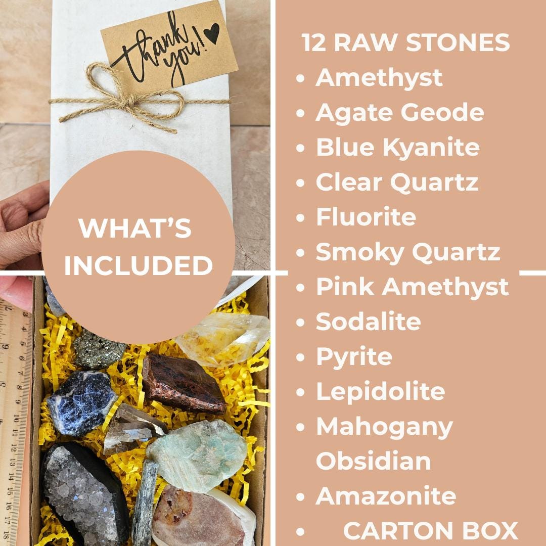 Bulk raw crystal collection box gemstone set