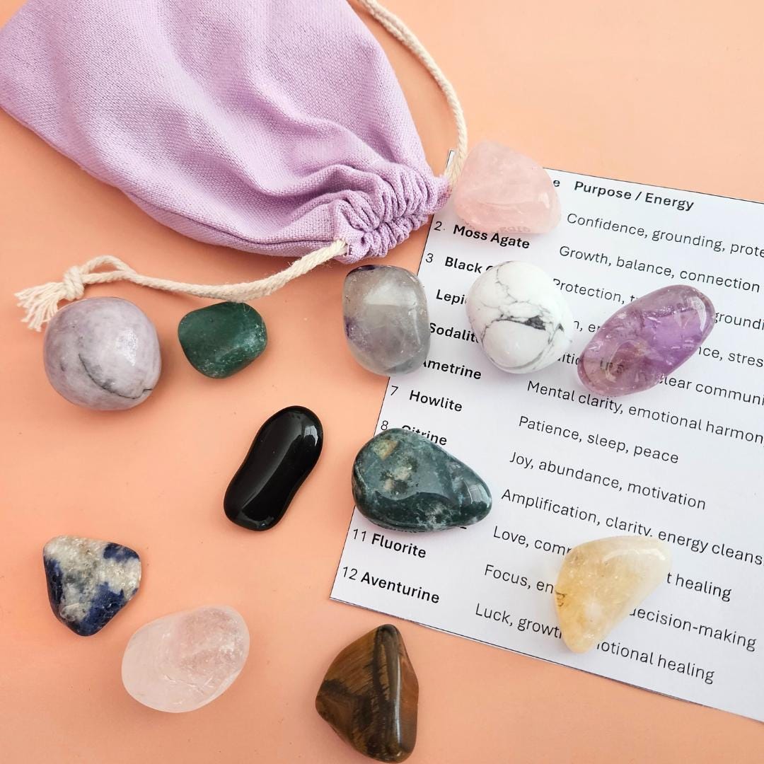 Beginner Crystal Set 12 tumbled stones collection