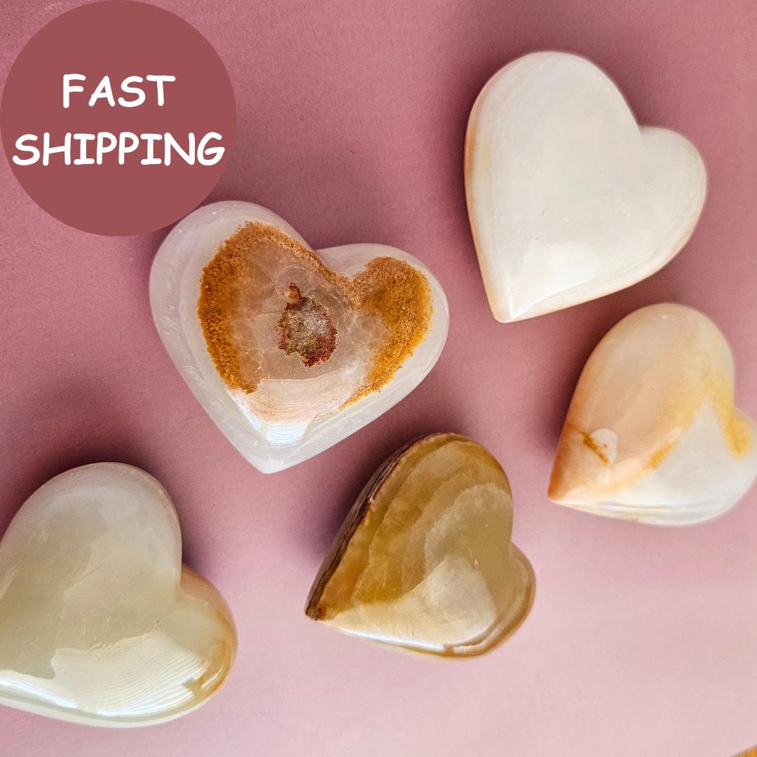 Onyx Heart Stone Crystal Carving