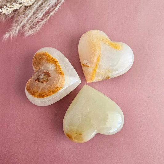 Natural Onyx Crystal Heart Stone Grounding Meditation Decor Gift for H
