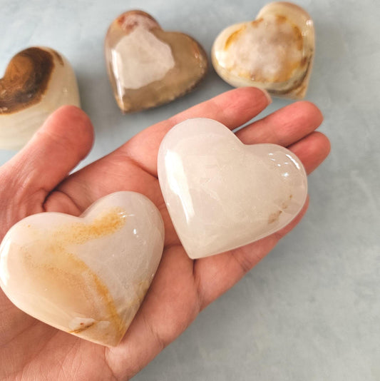 Green Onyx Hearts