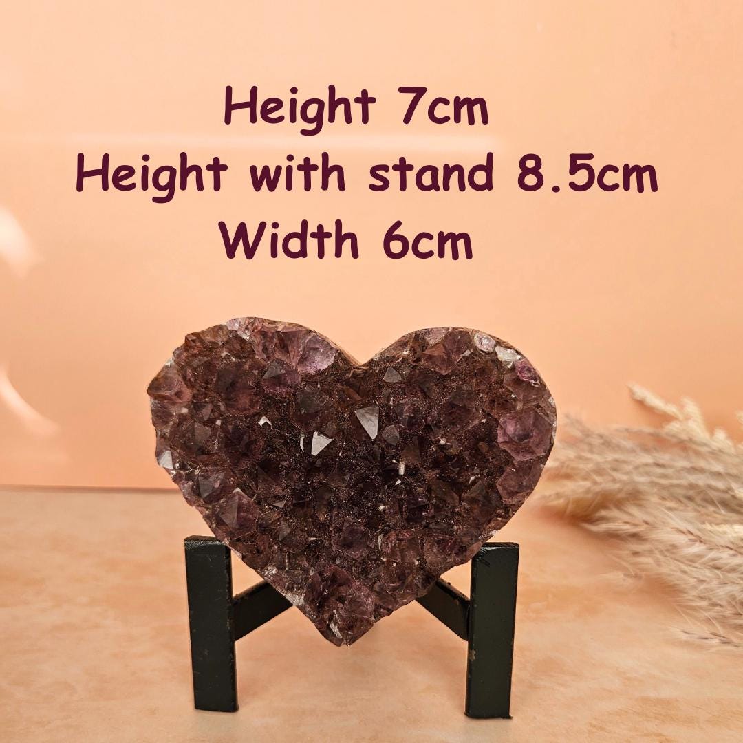 Amethyst heart cluster on stand
