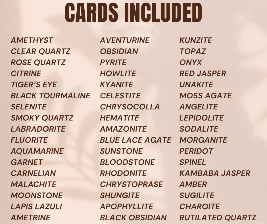Printable Crystal Information Cards 50 Crystal Meaning Cards printable deck Crystals for Beginners Digital deck Gemstone info instant pdf