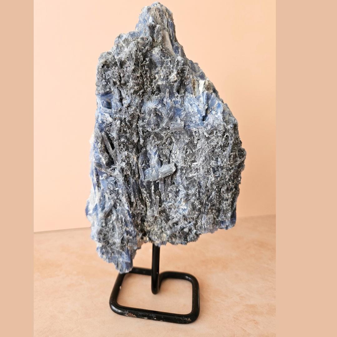 Blue Kyanite Crystal Cluster Raw Natural Stone on Stand Healing Crysta