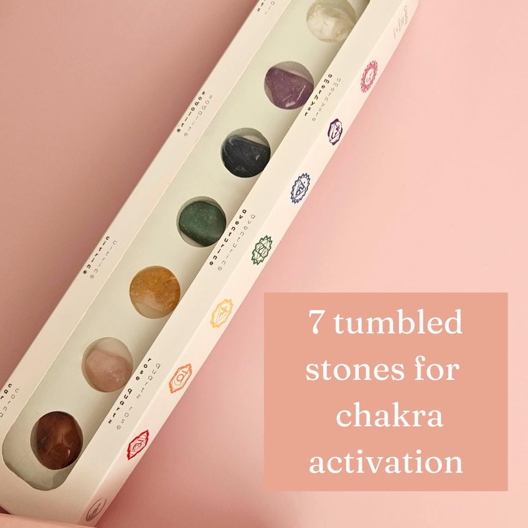 7 Chakra Healing Crystal Set Tumbled Stones Clear Quartz Amethyst Soda