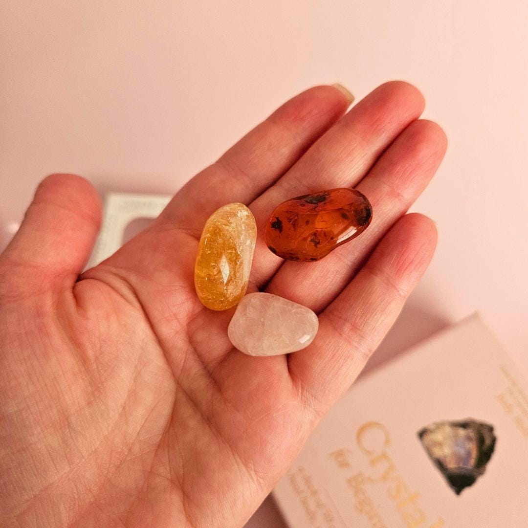 7 Chakra Healing Crystal Set Tumbled Stones Clear Quartz Amethyst Soda