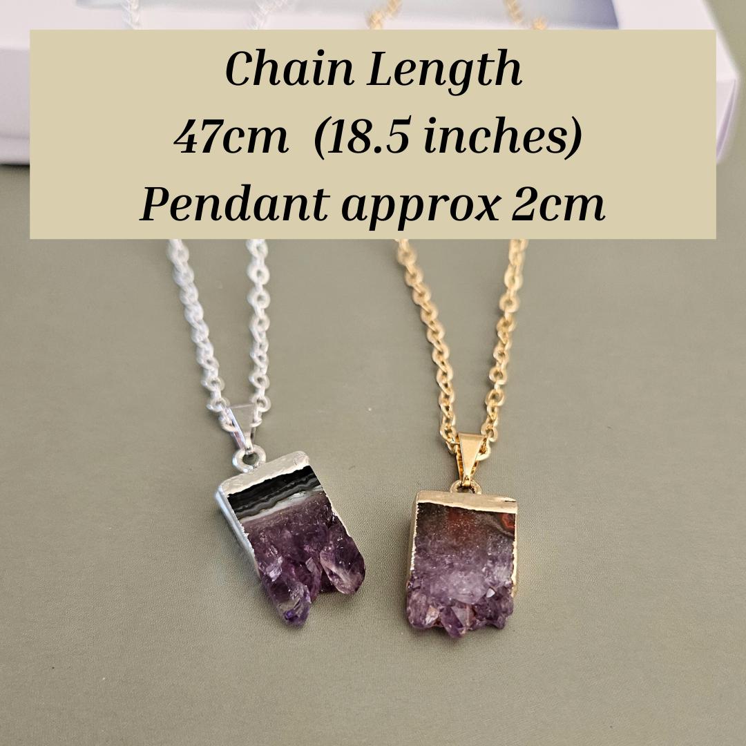 Amethyst Birthstone Necklace Gift for Her Raw Crystal Jewellery Stress