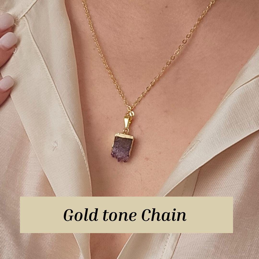 Amethyst Birthstone Necklace Gift for Her Raw Crystal Jewellery Stress