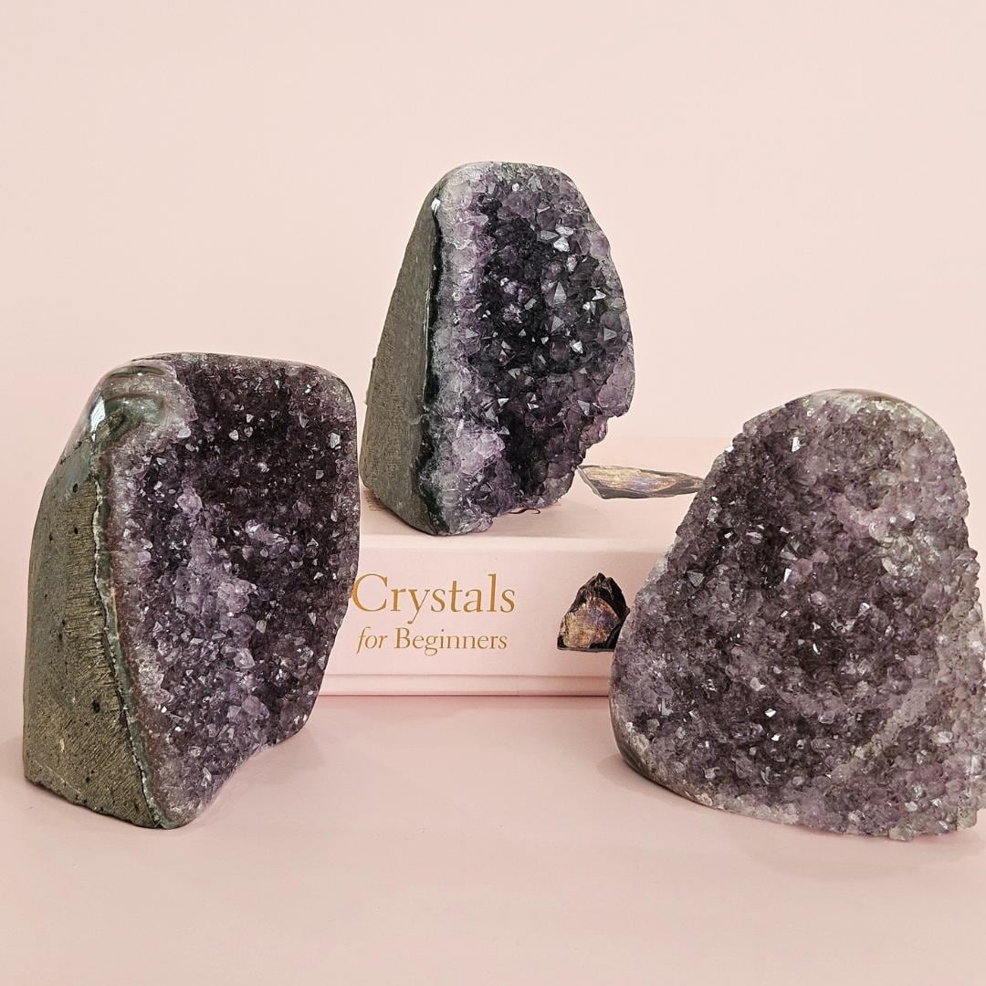 Amethyst crystal cluster natural raw geode freeform display amethyst h