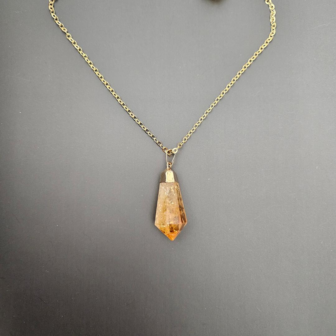 Citrine necklace natural citrine pendant gemstone abundance crystal je