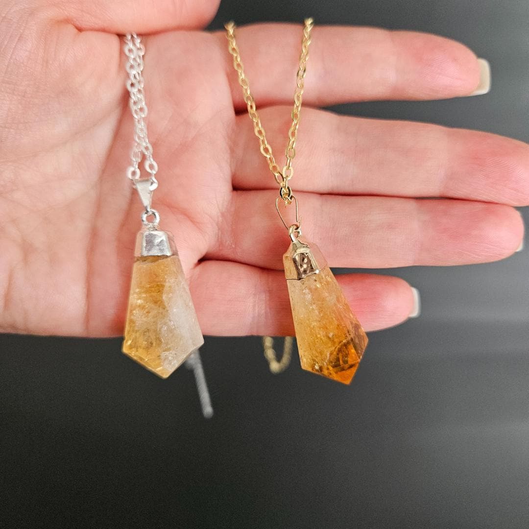 Citrine necklace natural citrine pendant gemstone abundance crystal je
