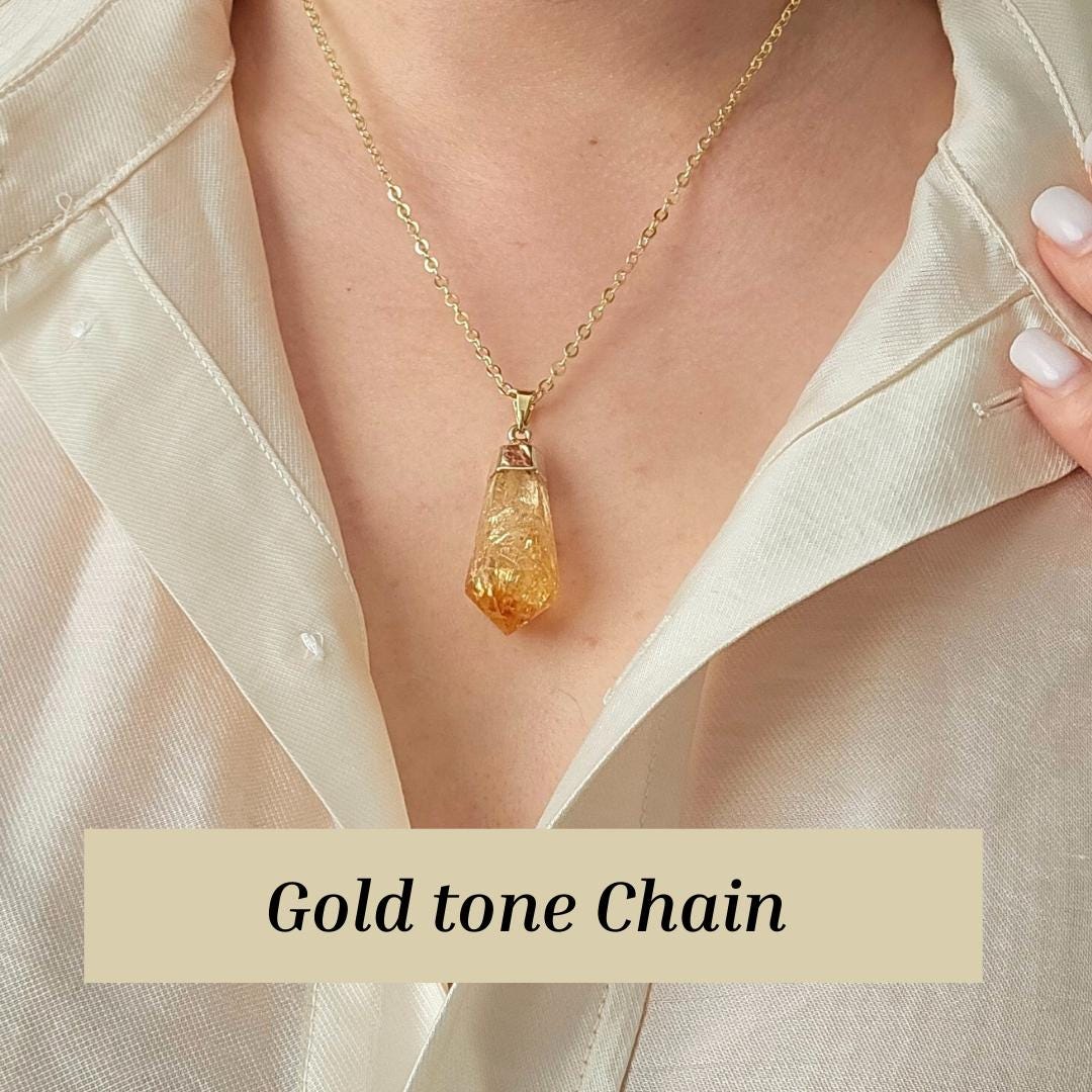Citrine necklace natural citrine pendant gemstone abundance crystal je
