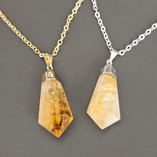 Citrine necklace natural citrine pendant gemstone abundance crystal je