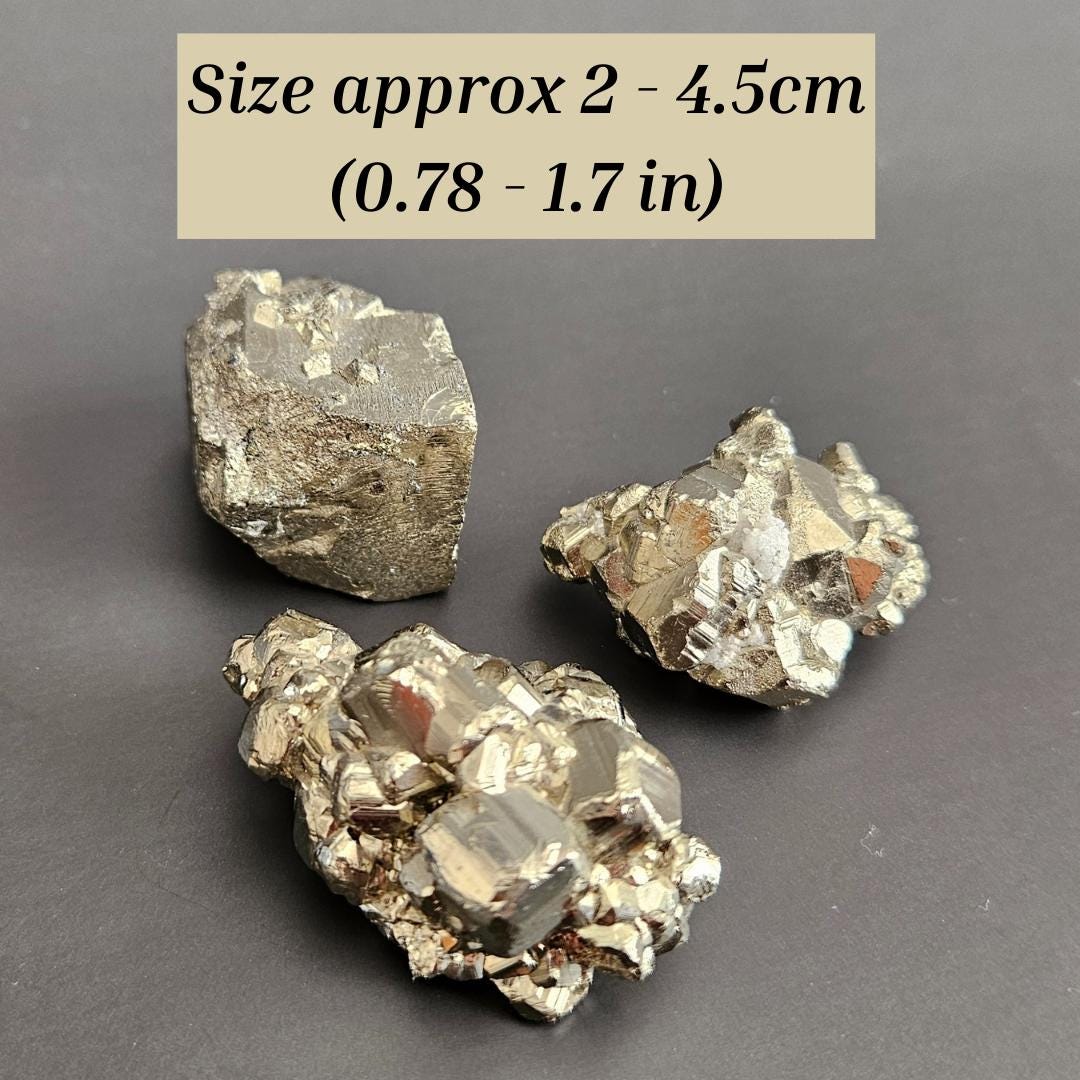 3 x pyrite clusters fools gold metallic crystal stones crystal grid di