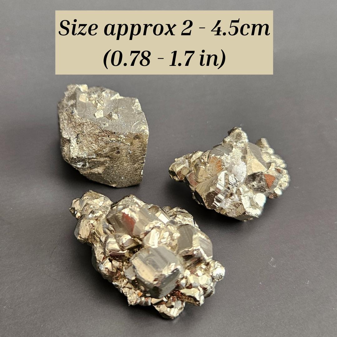 3 x pyrite clusters fools gold metallic crystal stones crystal grid di