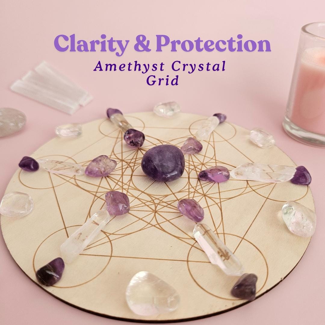 Crystal grid bundle build your own crystal grid set with amethyst rose