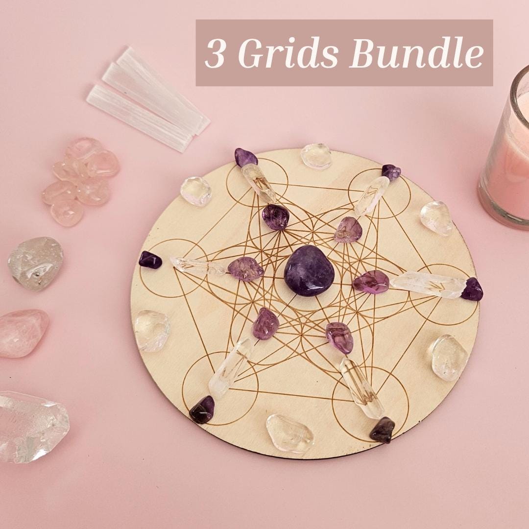 Crystal grid bundle build your own crystal grid set with amethyst rose