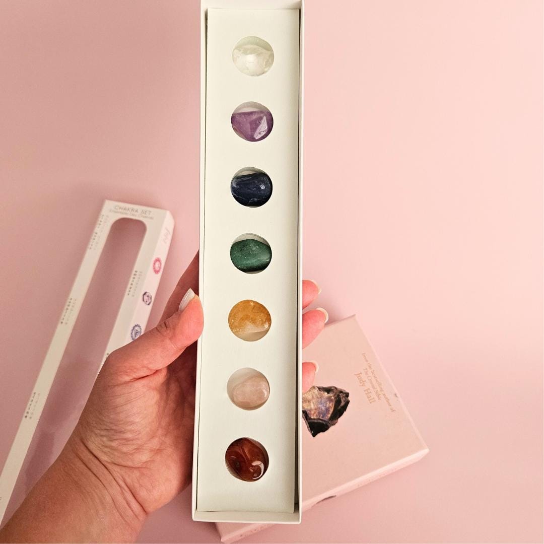 7 Chakra Healing Crystal Set Tumbled Stones Clear Quartz Amethyst Soda