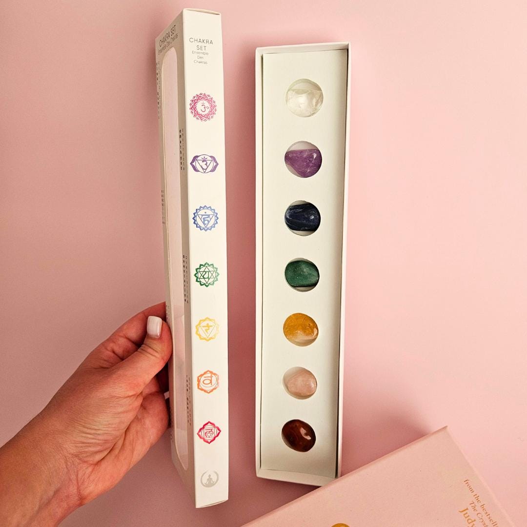 7 Chakra Healing Crystal Set Tumbled Stones Clear Quartz Amethyst Soda