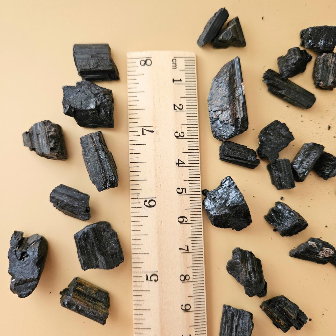 Black Tourmaline Crystal Chips Bulk Bag Raw Protection Pocket Stones f